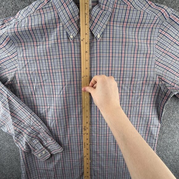 Brooks Brothers Large Regent Gray Red Plaid Button Up Shirt Long Sleeve Supima - Picture 3 of 12
